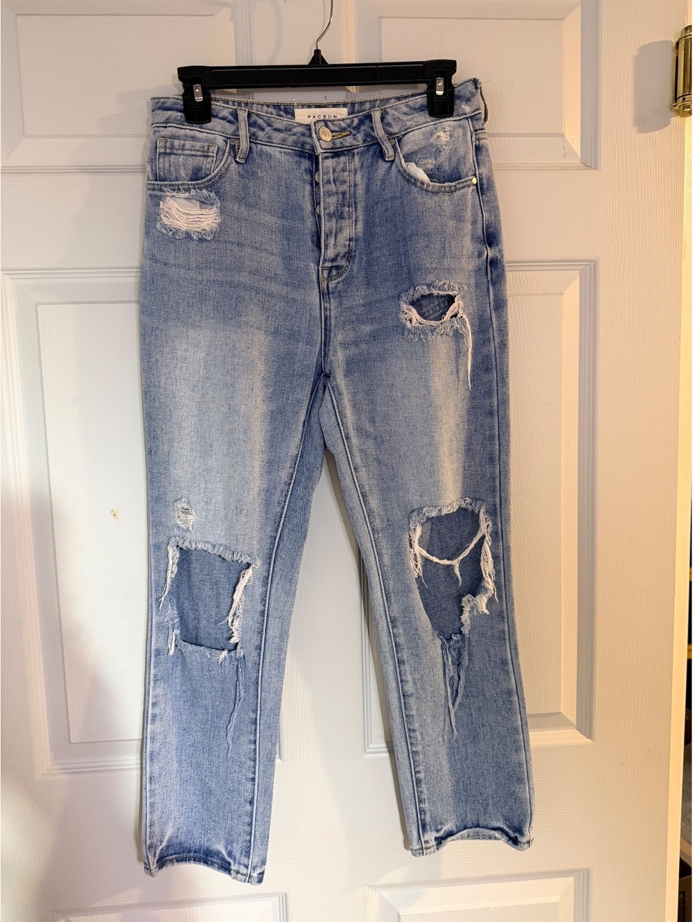 PacSun light wash distressed button fly jeans